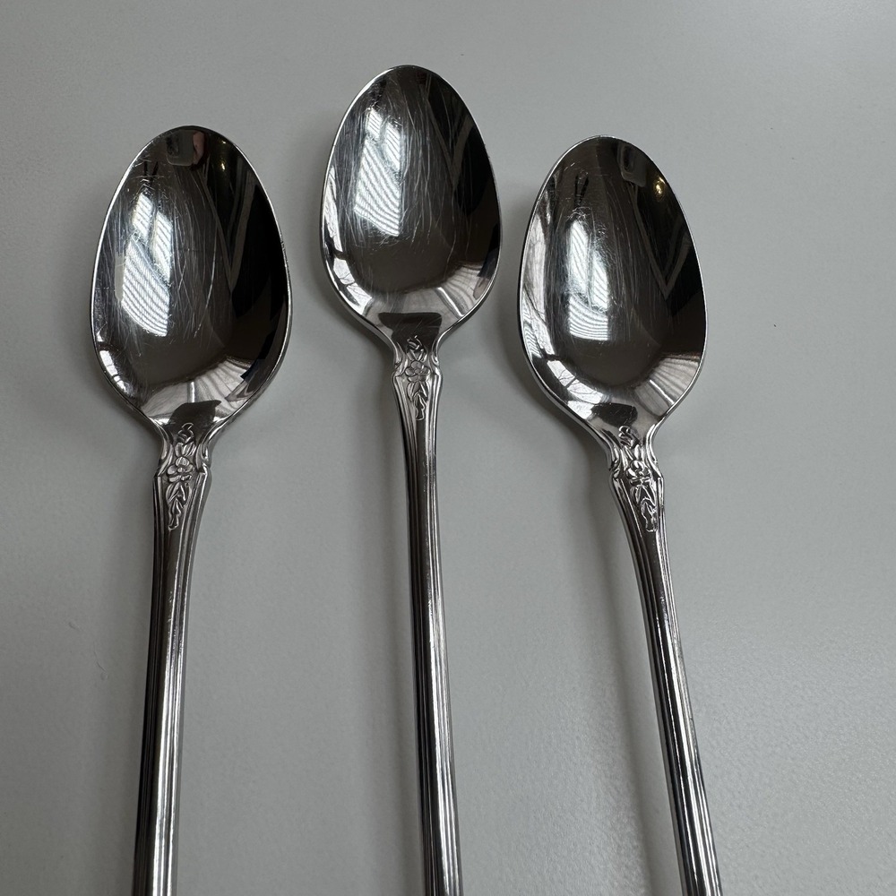 Oneida Distinction Deluxe RAPHAEL Stainless 7 1/2" Iced Tea Spoons Set of 3 - Picture 2 of 9